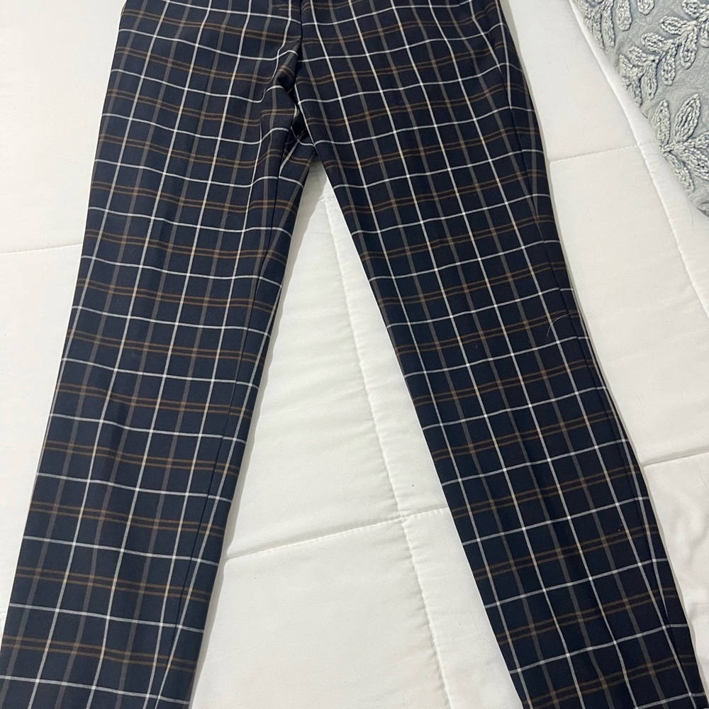 Express Women's Plaid Ankle Pants - Navy and Brown